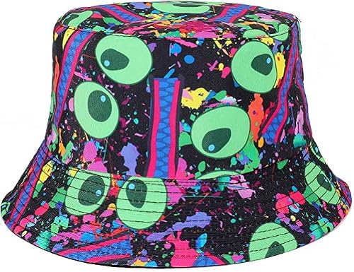 ARG Unisex Cotton Bucket hat Summer Travel Festival Sun Fisherman Hats Reversible (Graffiti-Eye)