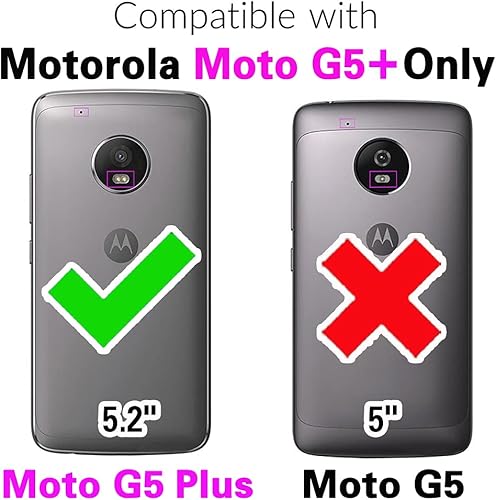 Miniatura 2 de Asuwish Funda compatible con Moto G5 Plus y protector de pantalla de vidrio templado, con ranura para tarjetero, soporte para tarjetas, función