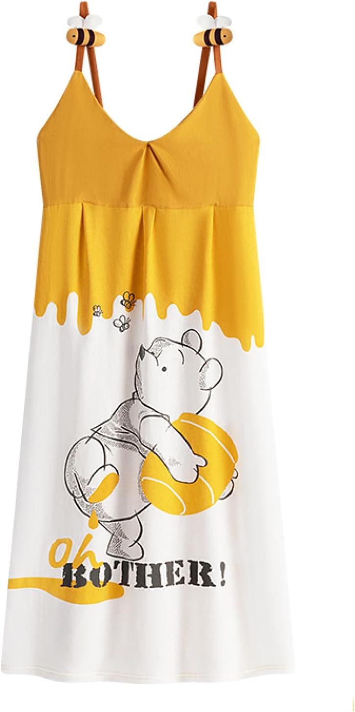 くまのプーさん ディズニー 値引き キャラクター 部屋着 寝間着 柔らか 綿100 肌に優しい 吸汗 ルームワンピース 通気 可愛い イエロー プレゼント