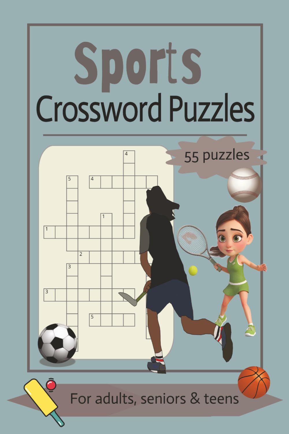 Sports Crossword Puzzles: 50+ Crossword Puzzle Book about Sports, Football, Hockey and more | 6x9 inches, 110 pages | Puzzle Book for sports lover. Perfect gift for birthdays and holidays.