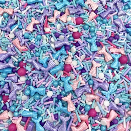 Image of Manvscakes Sprinkles- Edible Cake and Cupcake Sprinkles with Assorted Shapes and Sizes for Parties, Metallic Sprinkle Mix for Cookies, Ice Cream, Cake and Cupcake Decorating, 4 oz (Mermaid)