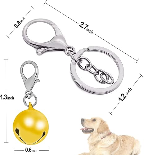 Miniatura 2 de Aoche Campanas para mascotas para collar de perro y gato, paquete de 6, accesorios con dije para mascotas con 1 llavero de acero inoxidable (XS)
