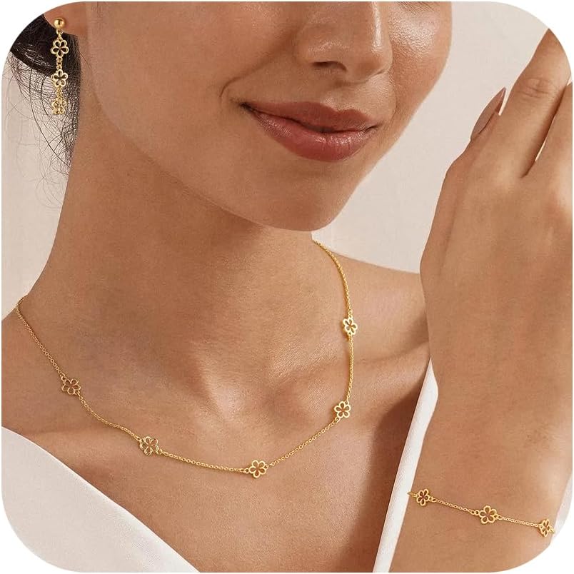 Prom Earrings Necklace Bracelet Set Elegant Crystal Necklace Earrings Bracelet Bridal Wedding Prom Costume Jewelry Sets for Women Party Jewelry Set