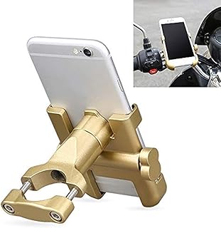 JXBEAUTY Car Phone Holder Motorcycle Handlebar Bracket, Aluminum Alloy, 60-100mm Device, for Bicycle/Motorcycle (Gold)