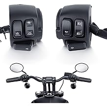 DREAMIZER 摩托车 1 英寸车把开关控制和线束与 Harley Softail Dyna Sportster V-Rod 1996-2012 兼容,黑色(1 对）