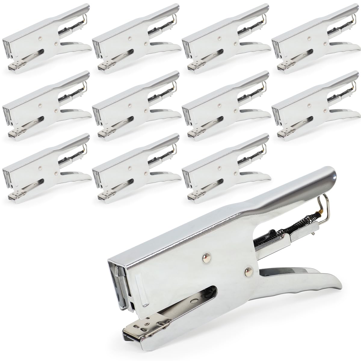 Zestaw 12 zszywaczy metalowych chromowanych 30 arkuszy 24/6 26/6, 100% metal, intensywne użytkowanie, biuro, handel, obsługa