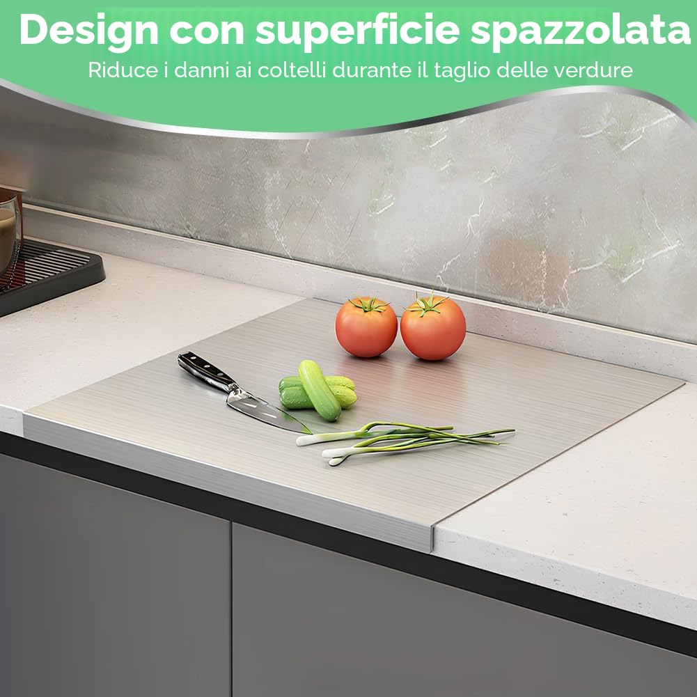 Tagliere in acciaio inox, 30 x 40 cm, tagliere da cucina, in acciaio inox e titanio, tagliere pesante per carne, cucina, pane, verdure e frutta