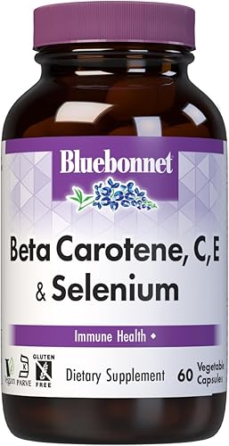 Miniatura 4 de BlueBonnet Cápsulas vegetarianas de selenio de beta caroteno C y E Plus 120 unidades color blanco
