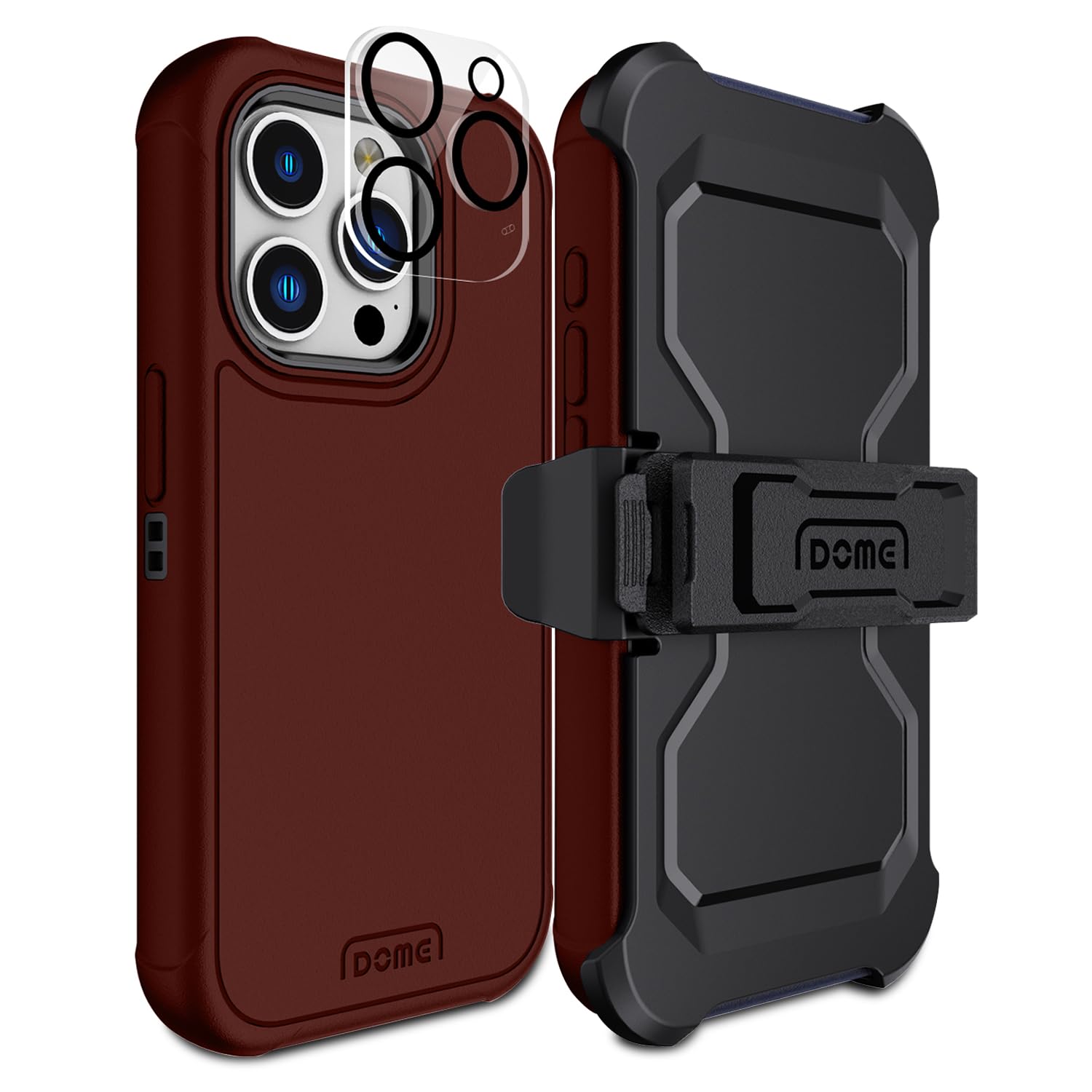 DOME GLASS Whitestone Aegis Case for iPhone 15 Pro Max Dual Protection Designed with Kickstand & Ultimate fit Phone Cover for iPhone 15 Pro Max (Burgundy)