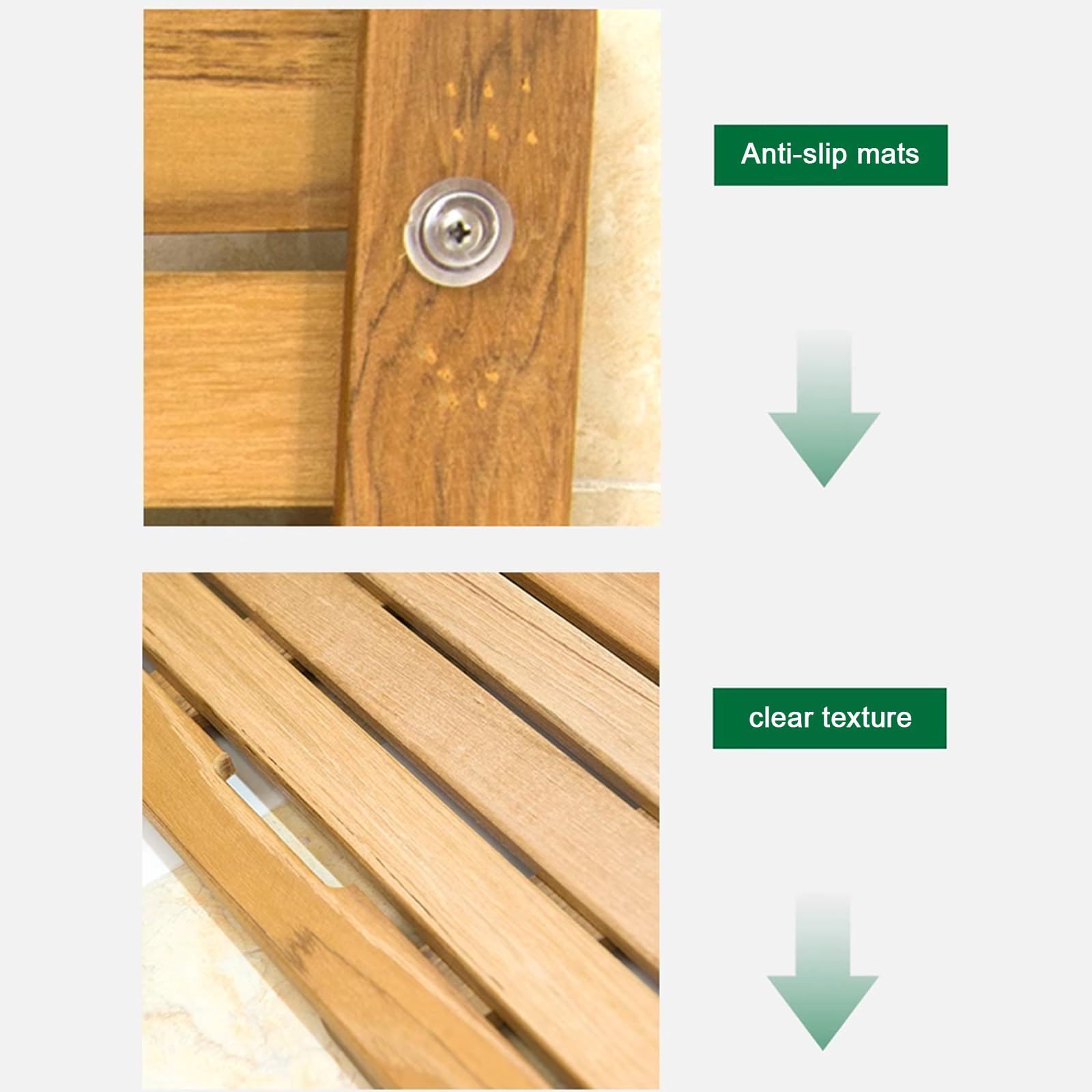 Tappetino da doccia in legno di teak, resistente, con manici, multiplo