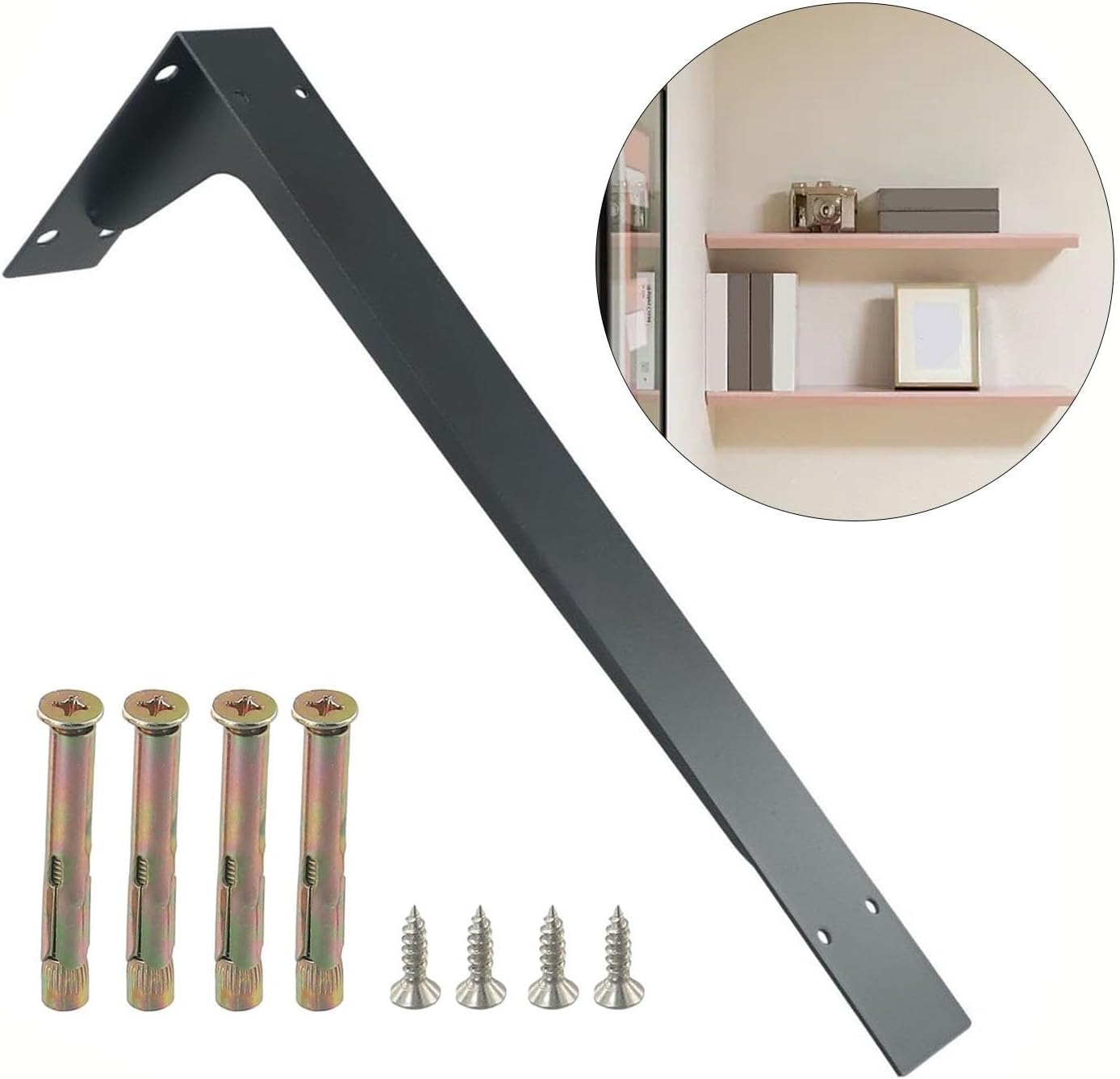 Shelf Bracket, 6-18 Inch Floating Shelf Bracket Heavy Duty for META Walll L Bracket, Wall Mounted Support for DIY with Screws for Wooden Board Hanging Support(18in)