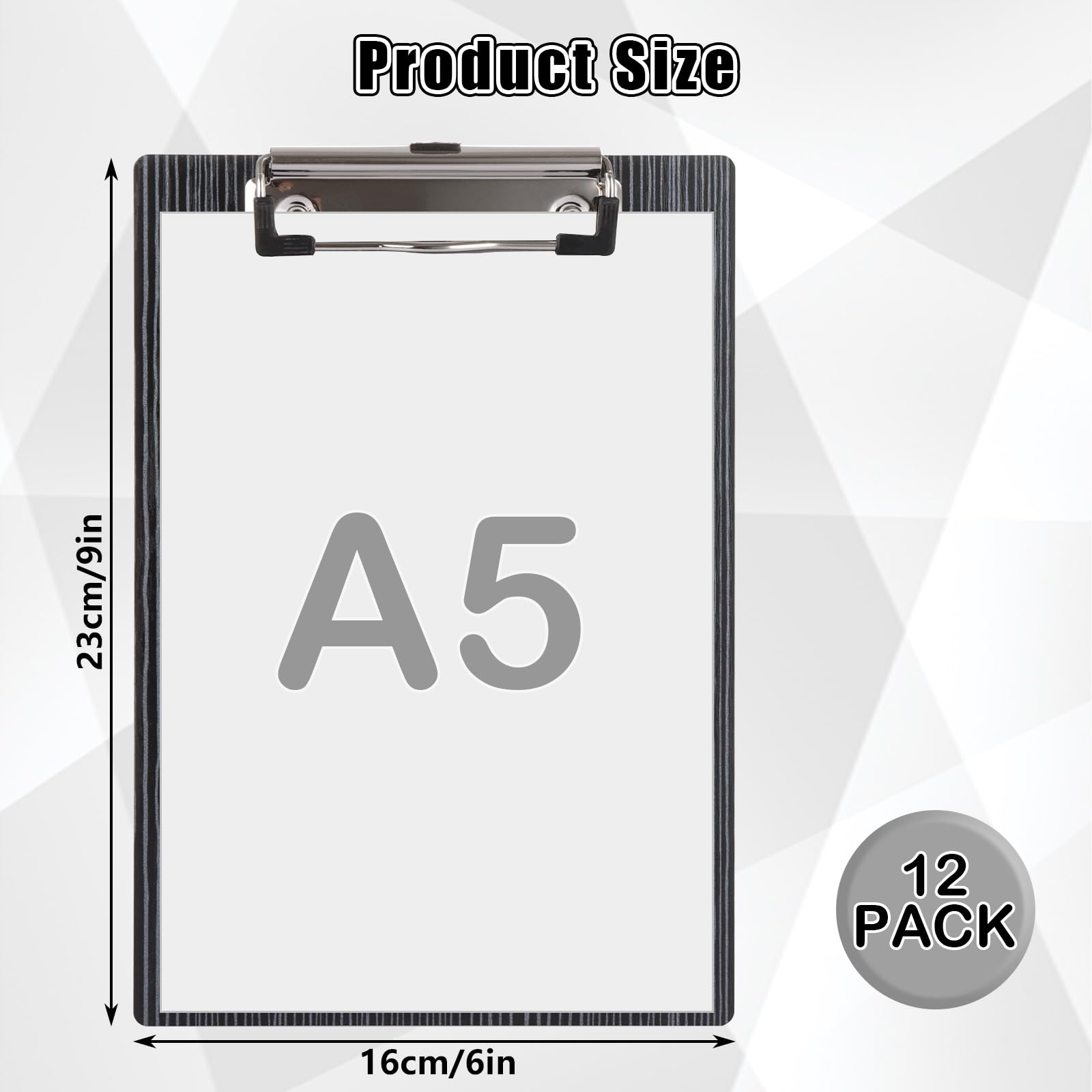 CYEER 12PCS A5 Clipboard, Wooden Clipboard A5, Mini Menu Clip Board with Metal Clip and Hole for Restaurants Schools - Image 2