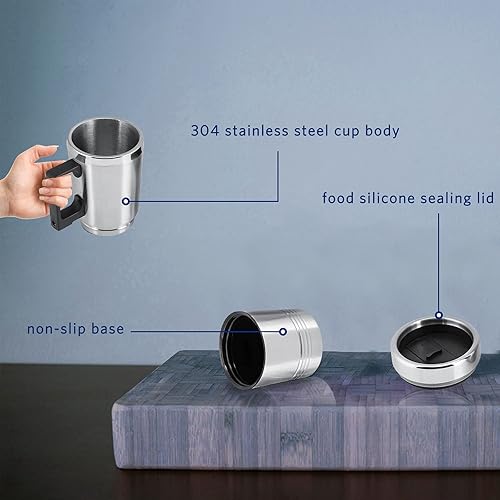 Miniatura 6 de Hervidor de té eléctrico de 10.8 fl oz (10.1 fl oz), de acero inoxidable de 12 V, taza de calefacción eléctrica de viaje para el coche, calentador