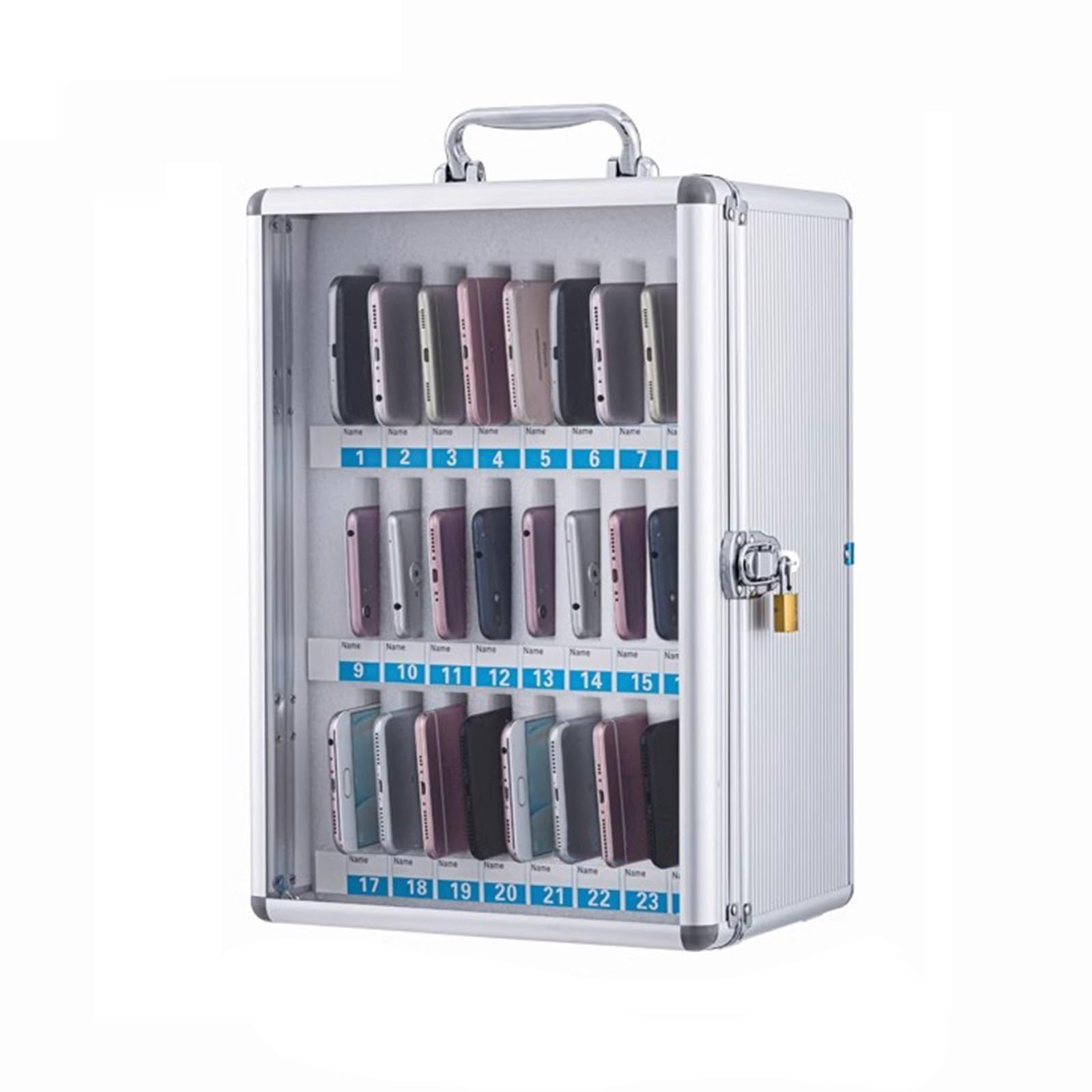 Cell Phone Locker with Stainless Steel Hinge Box Ideal for Company Meeting Rooms and Schools Independent Padlock Design Silent Switch Secure Storage Solution (28 * 20 * 40cm)