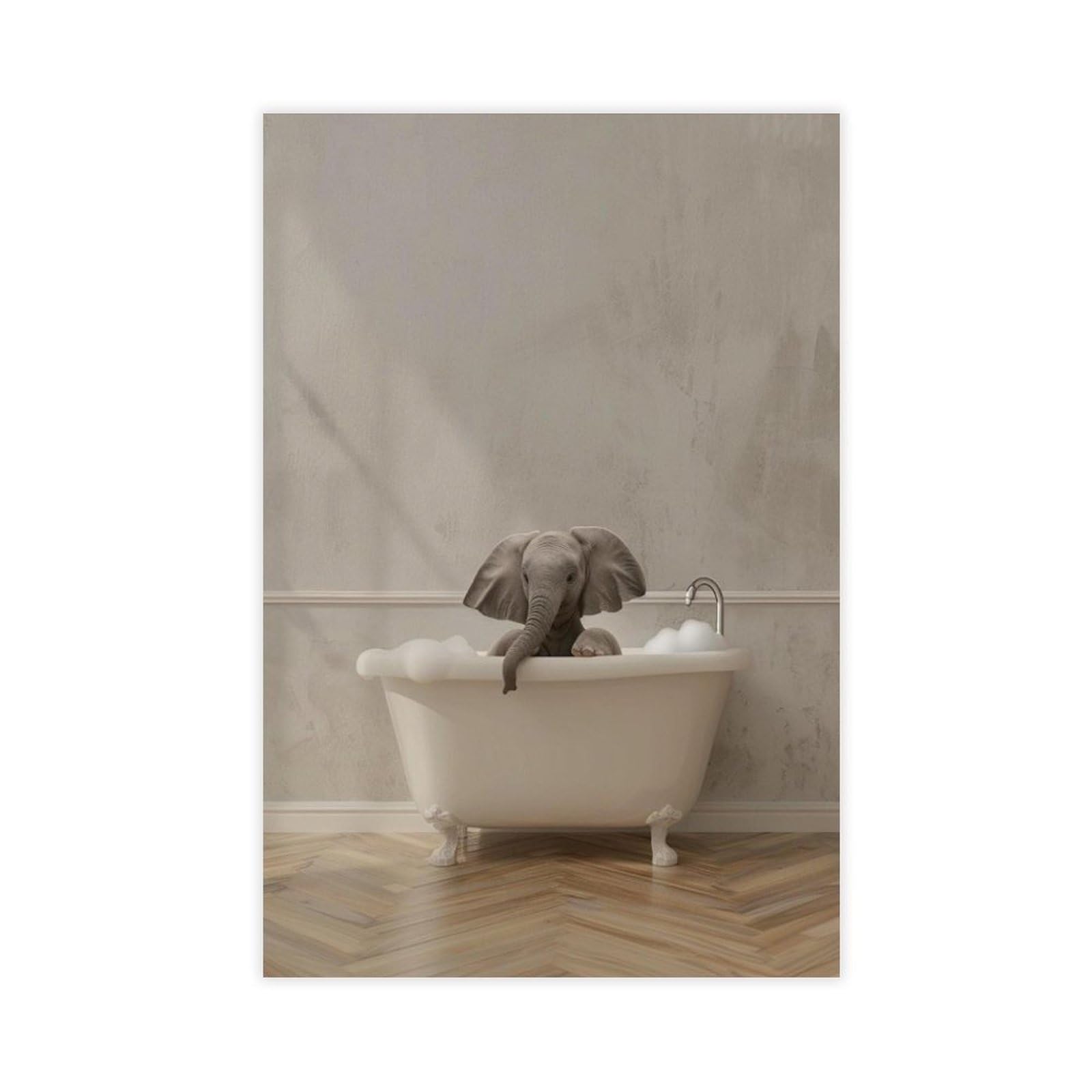 Bareronor Bathroom Elephant Poster Canvas Poster Bedroom Decor Landscape Office Room Decor Gift 24" L X 36" W
