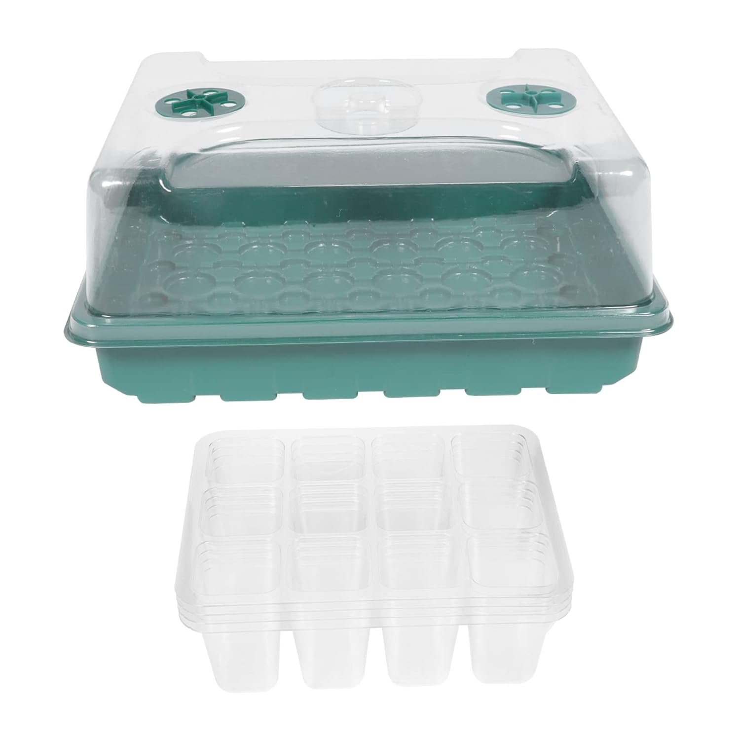 YARNOW Greenhouse Planting Tray Set, Pp Nursery Box with 12-Hole Plates for Seedlings, Home Gardening
