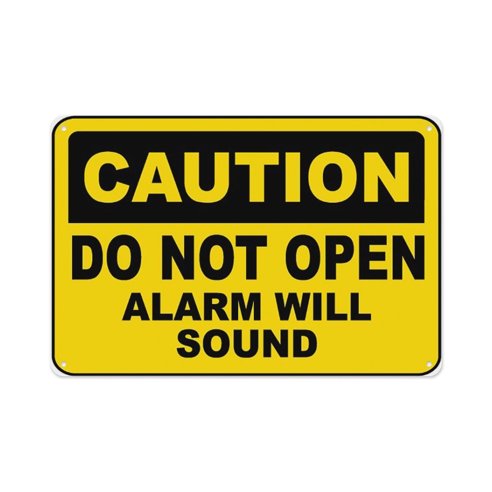 peiyeety DoOpen Alarm Will Sound Sign Aluminum Tin Warning Signs For Home Outdoor Garden 12X16 Inches