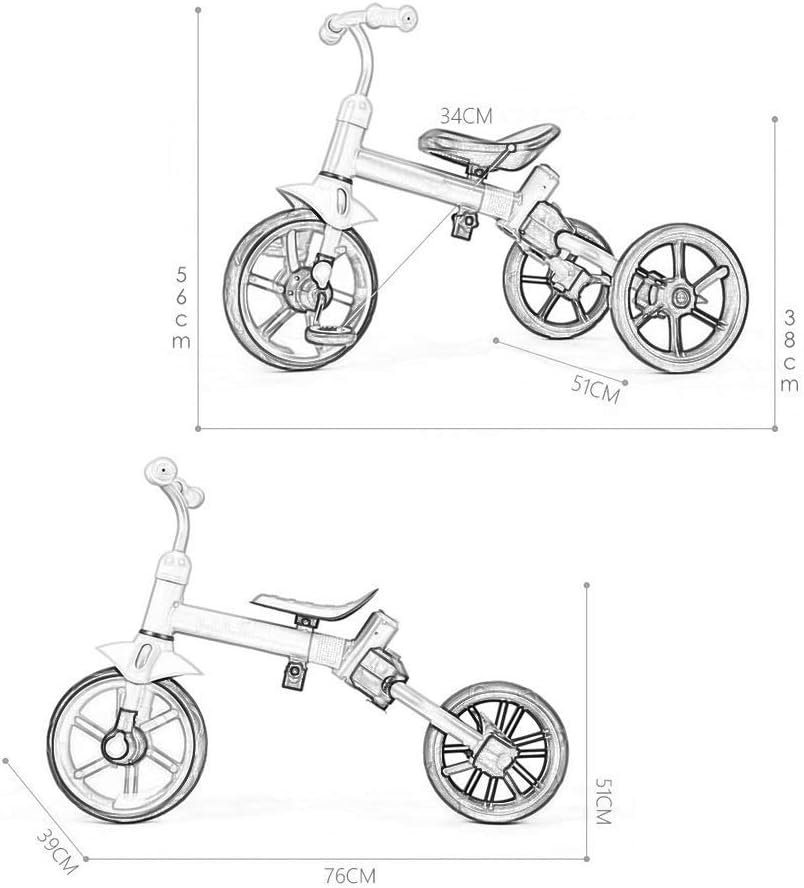 Tricycle Trike, Two Use Modes, Multifunctional Children's Tricycle Wheel, No Inflatable, Outdoor Tricycle for 2-5 Years Old Baby, 56x76x38cm (Color: Pink)