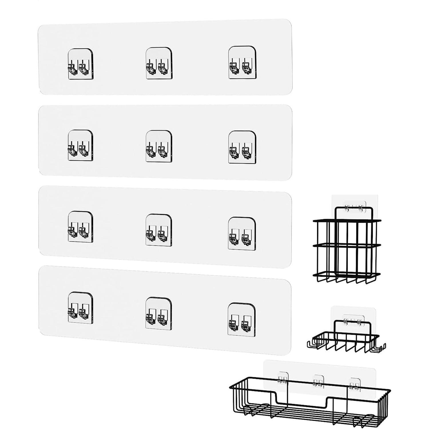 X Spring Shower Caddy Adhesive Replacement - 4 PCS Corner Adhesive Sticker Replacement Hook, Strong Sticker Hooks for Bathroom Rack Shelf Soap Dish Basket Wall Hanging