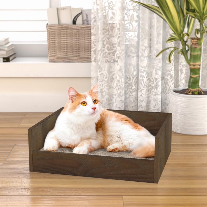 RIOZAIN Wooden Cat Bed with Scratching Post - Premium Multi-Function Cat Furniture | Cozy Bed, Durable Scratcher | Modern Design, Eco-Friendly Materials | Ideal for Cats & Kittens (B0DF7JW5PV) Amazon Price History, Amazon Price Tracker