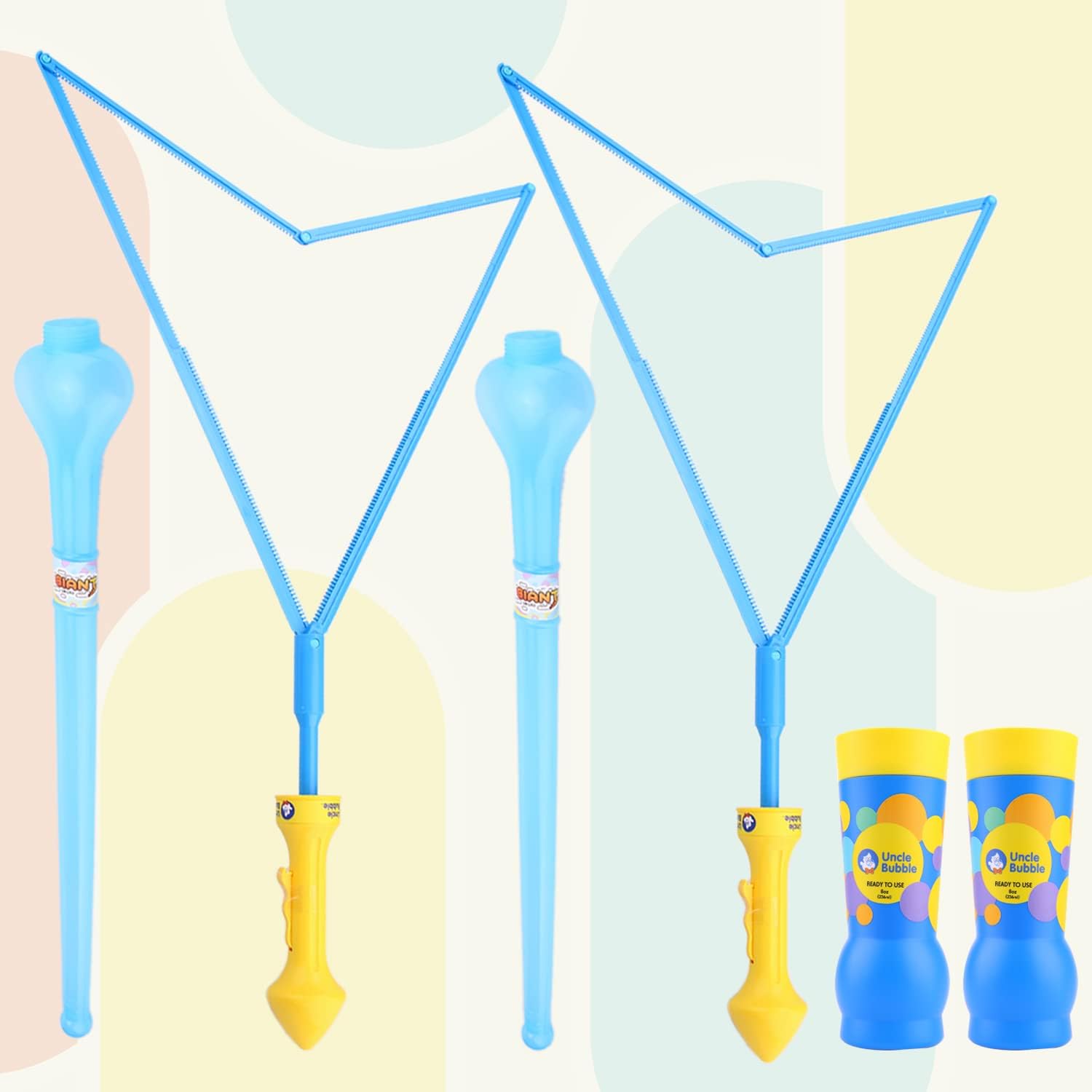 Uncle Bubble 2 Sets Giant Bubble Wands - Includes 2 Big Bubble Sword and 8oz Uncle Bubble Ultra Bubble Solution
