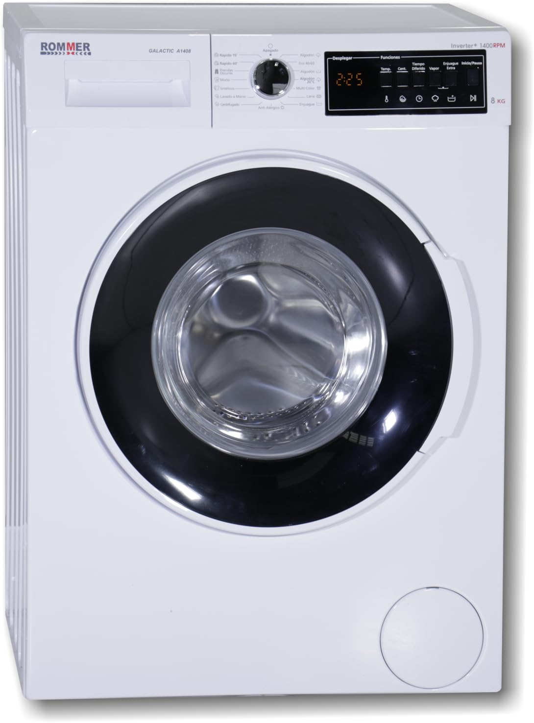 Lavadora Rommer Galactic A1408 carga frontal, capacidad 8 Kg, Clasificación energética clase A, blanco