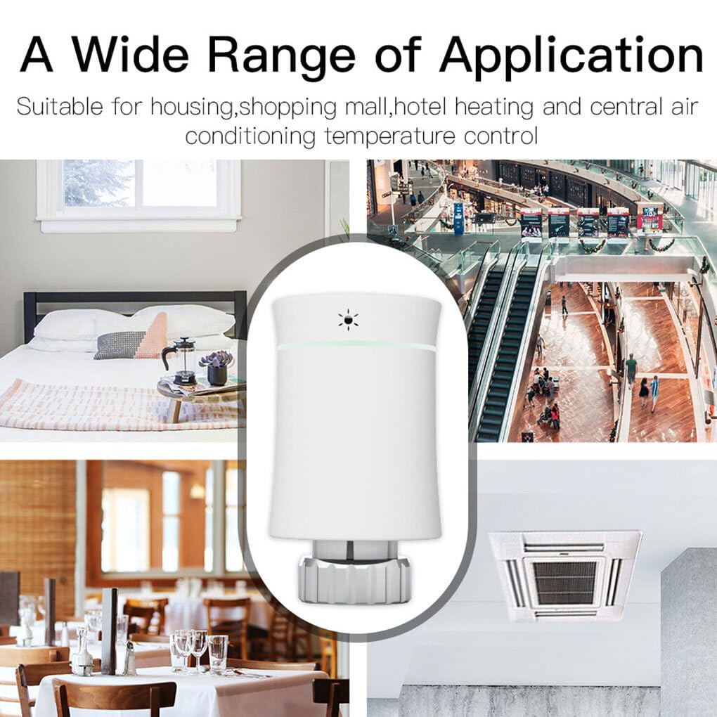 IOIUSKKU Válvula de Control remoto de aplicación de interruptor, ahorro de energía, tiempo programable, Smart Home ABS Doodle, válvula de radiador de calefacción inteligente para el hogar, blanco