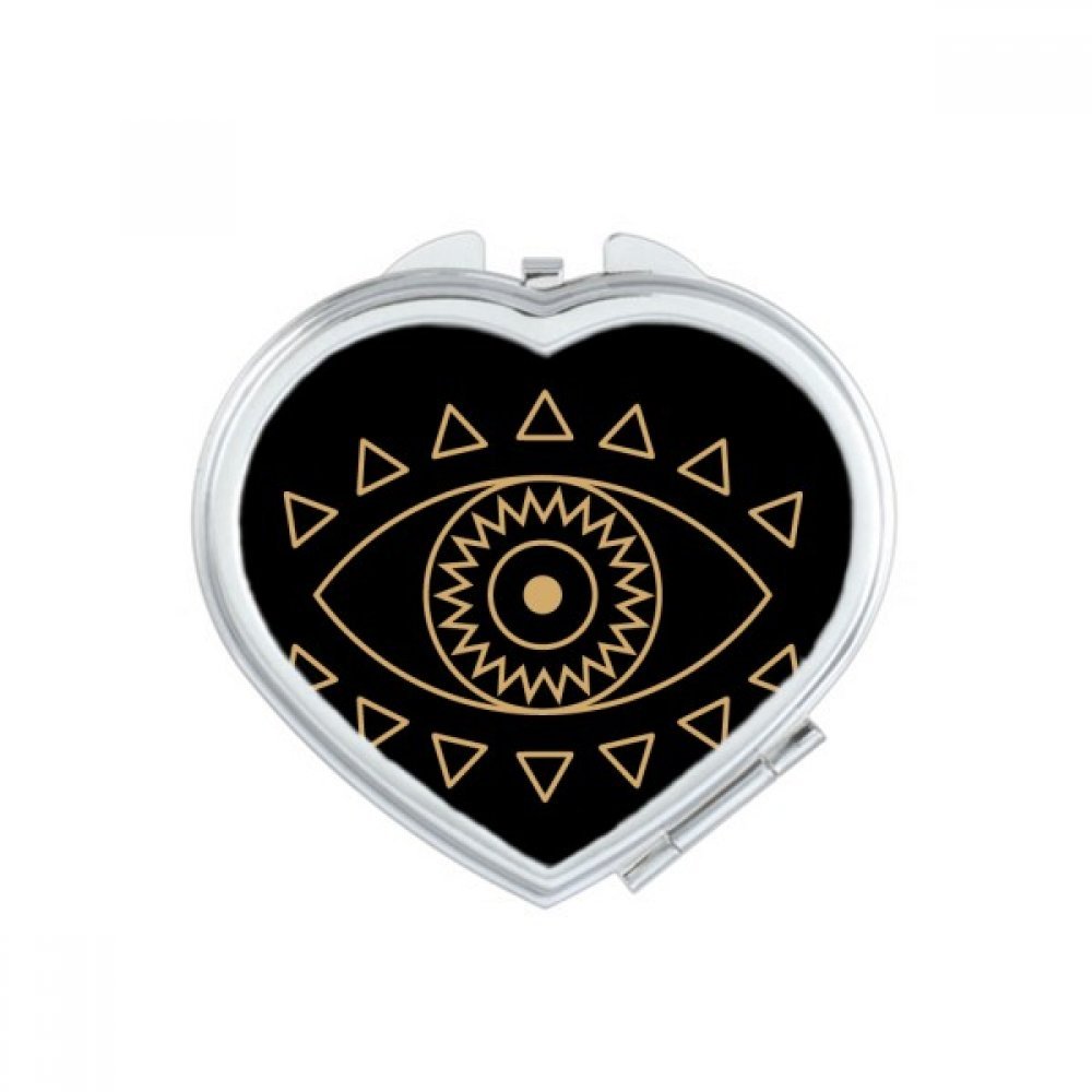 Miroir compact de poche motif géométrie taureau et cœur multicolore