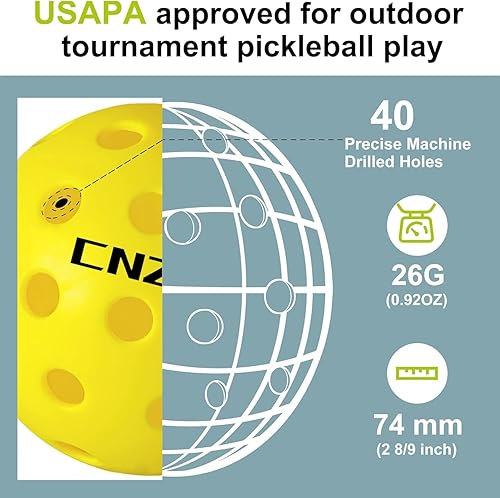 Miniatura 6 de Paletas de pickleball Pickleball, bola de pickleball aprobada por USAPA de fibra de vidriografito con 4 bolas de pickleball y bolsa de pickleball,