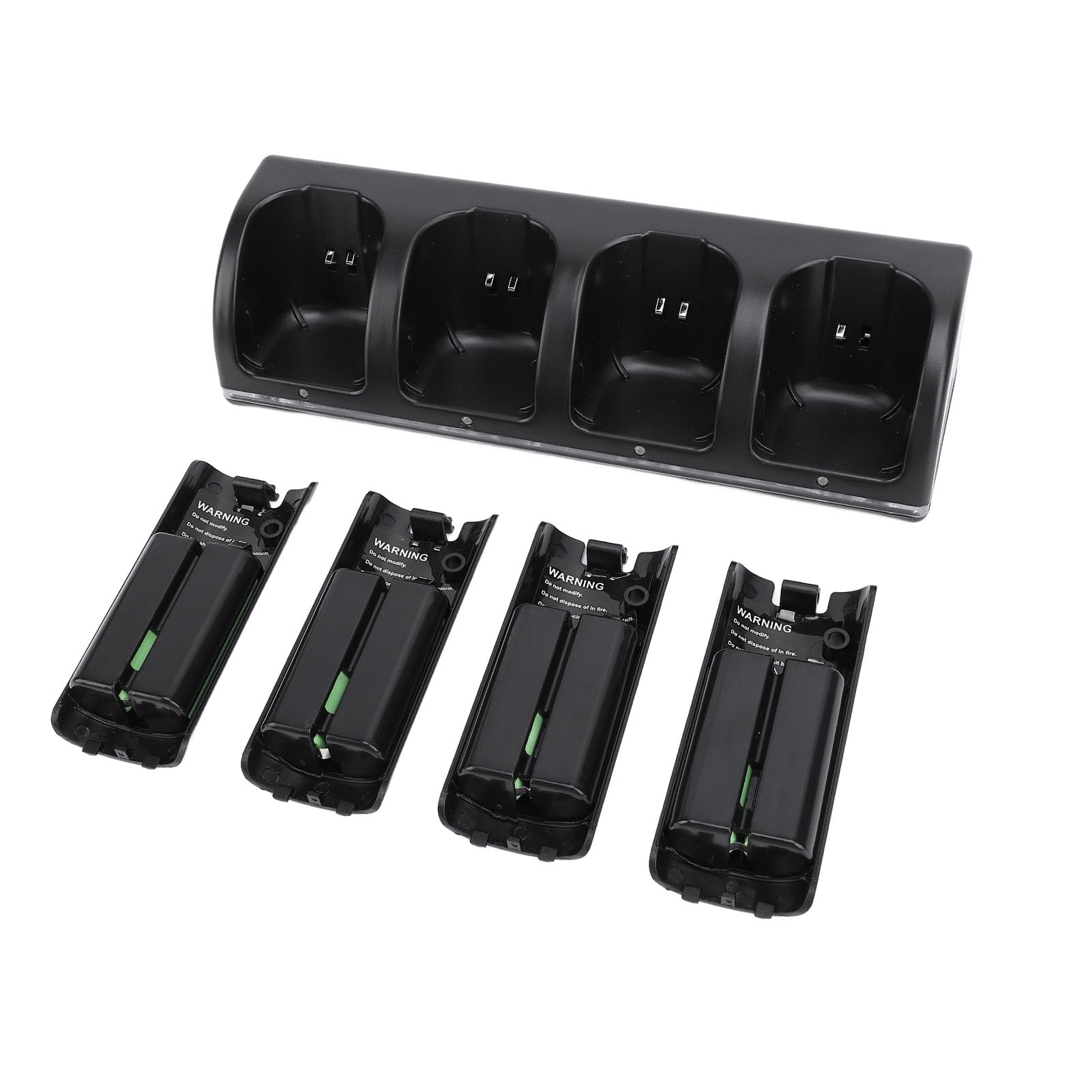 Chargeur de Batterie pour Télécommande, Station de 4 en 1 avec 4 Batteries Rechargeables, 4 Piles de Rechange 2800 MAh, Télécommande Non Incluse (Black)