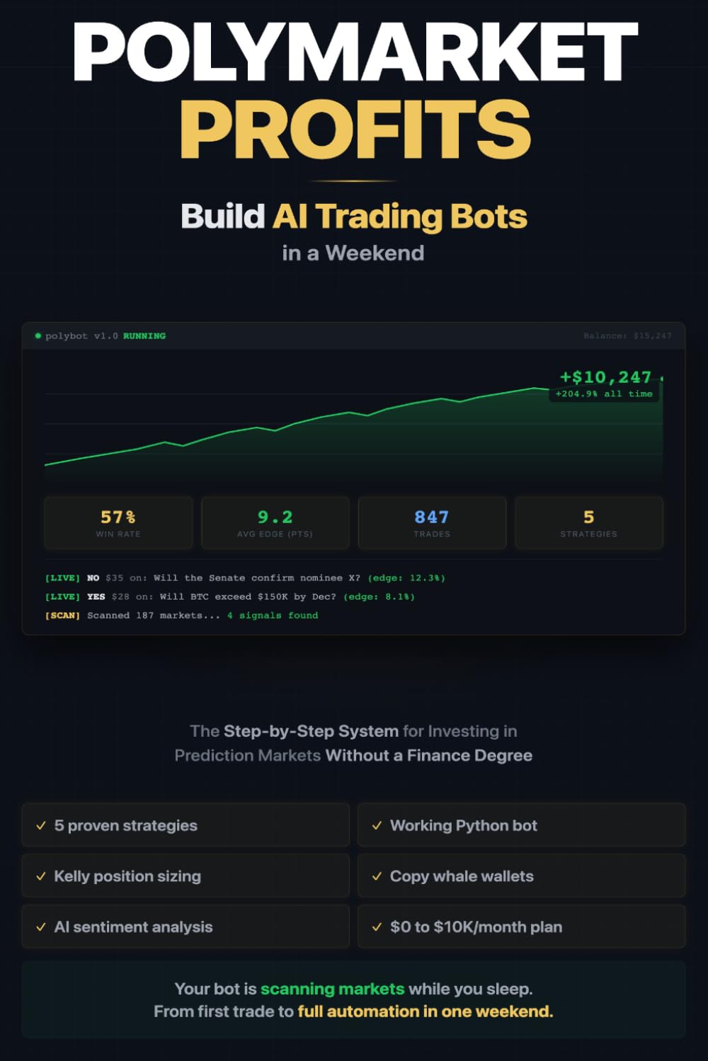Polymarket Profits - Build AI Trading Bots in a Weekend: The Step-by-Step System for Investing in Prediction Markets Without a Finance Degree (Polymarket Profits Trading Bot Series)