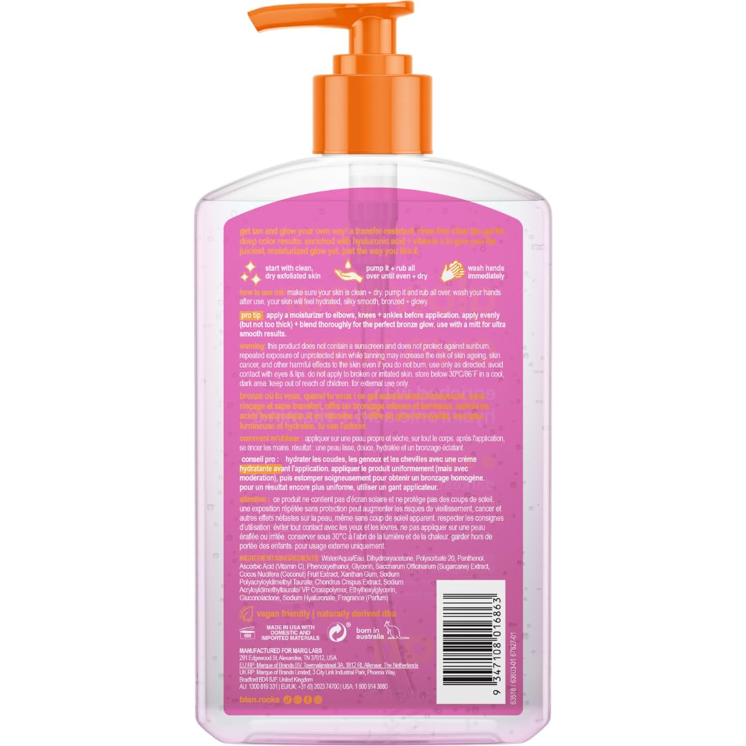 b.tan Glow Your Own Way - Gel autobronceador transparente, no se transfiere, vegano, libre de crueldad animal, 473 ml