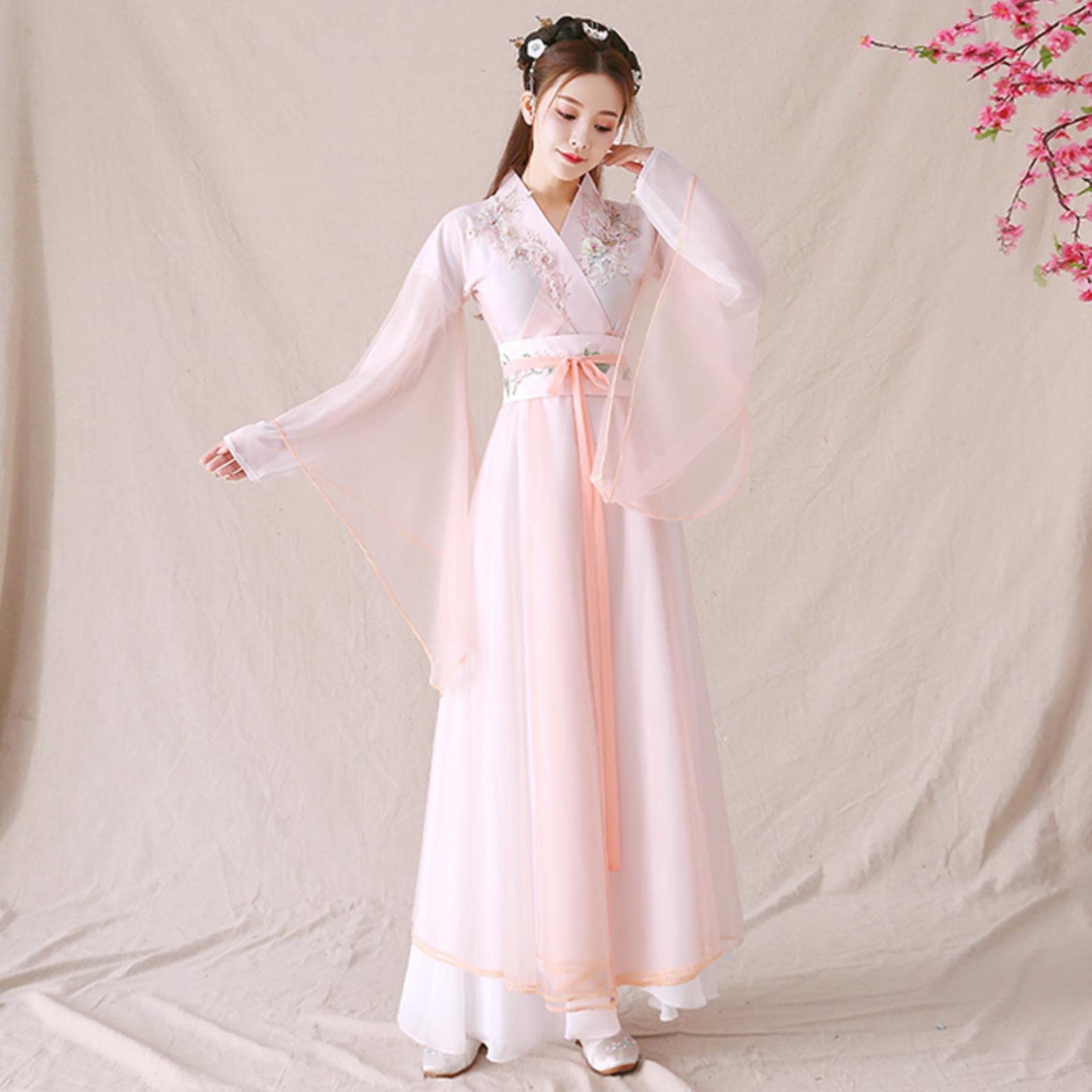 ApuaVireo&Co Chiński tradycyjny strój do tańca Hanfu Kostium księżniczki Han(Pink,M)