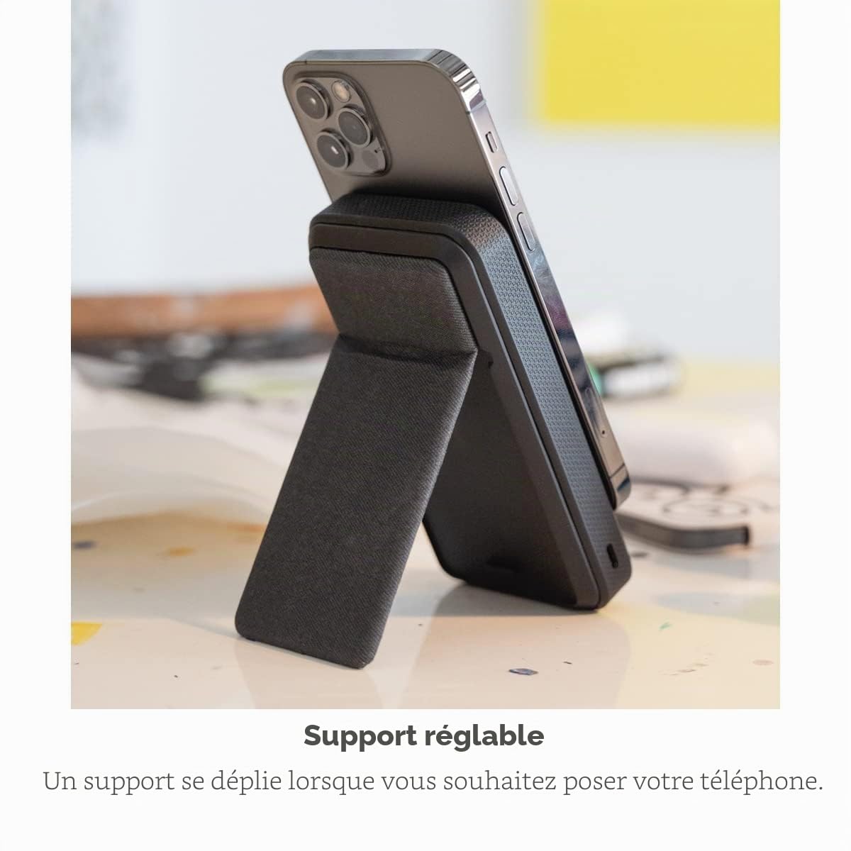 ZAGG mophie Snap+ Powerstation Stand, Batterie sans Fil magnétique et Portable, Compatible avec MagSafe, Batterie Interne 10 000 mAh, Noir