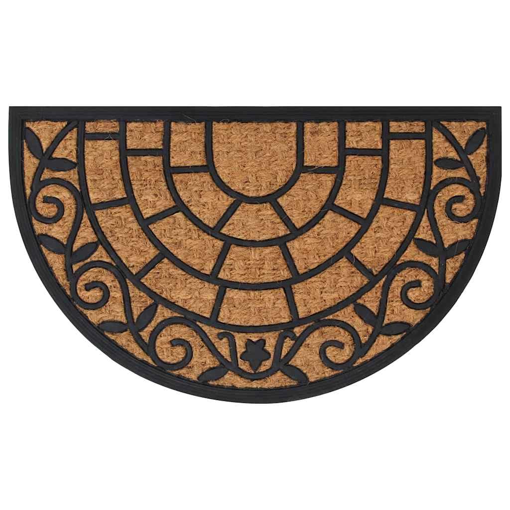 Felpudo semicircular 45 x 75 cm de goma y fibra de coco antideslizante con limpiacristales para entrada, pasillo, pasillo, terraza, balcón, jardín interior y exterior