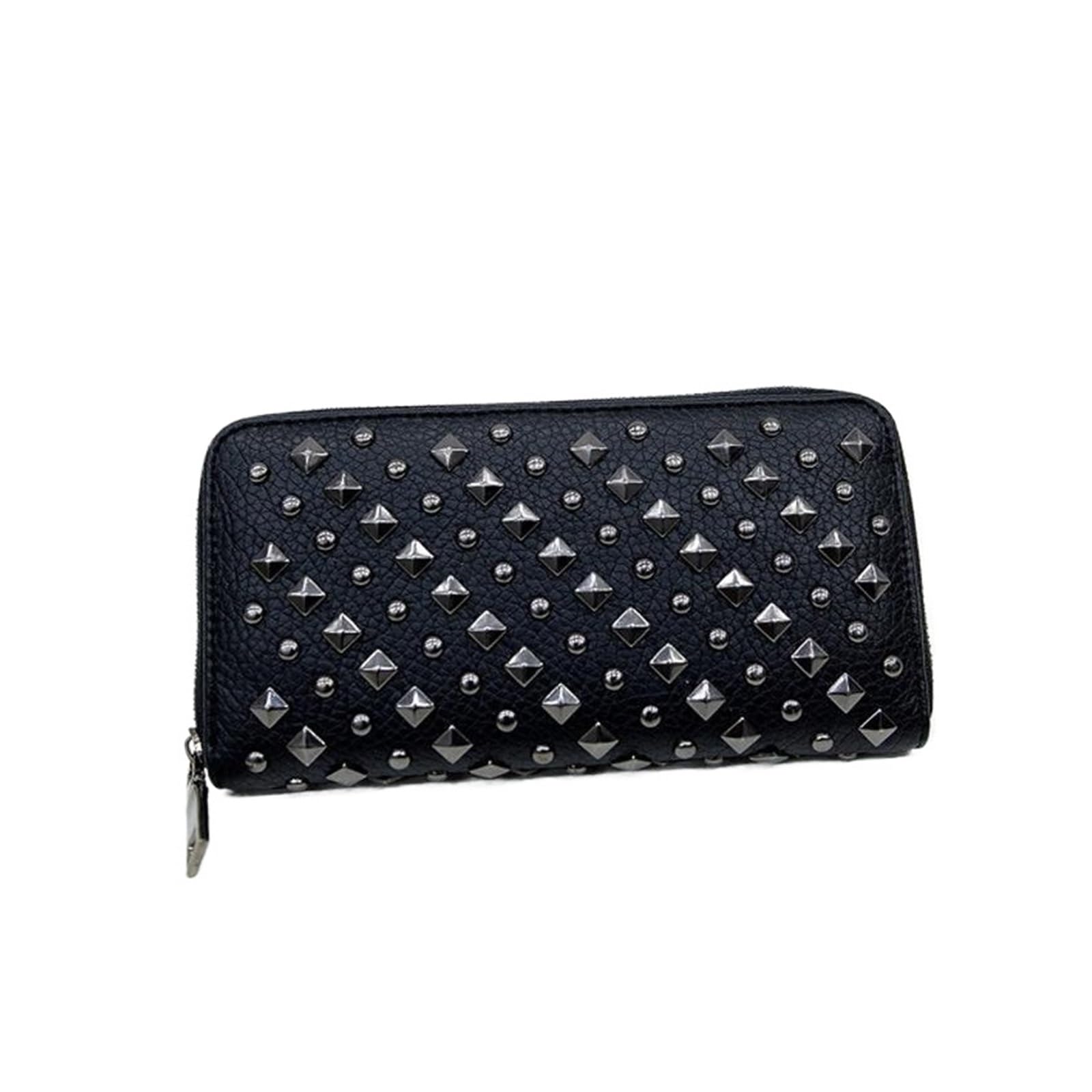 Pochette cloutée fini les portefeuilles encombrants avec ce sac à main compact