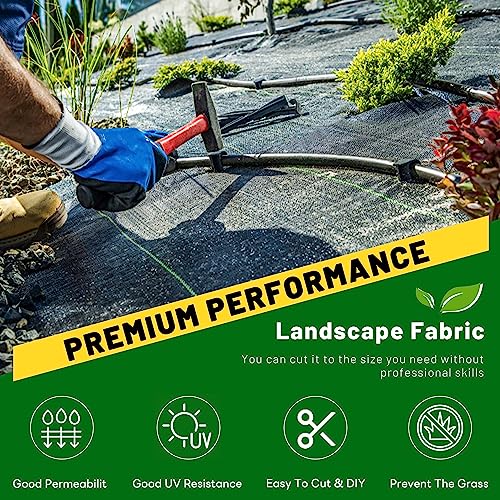 ZJIA 6ft x 50 ft Weed Barrier Heavy Duty Landscape Fabric Weed Blocker Fabric Ground Cover (3.2oz)