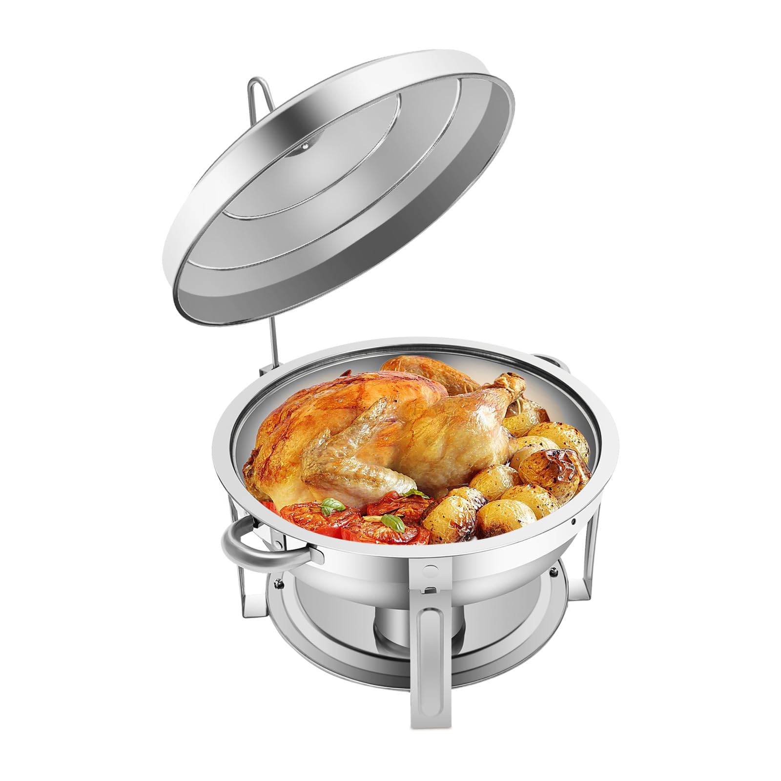 Contenitore termico per alimenti, 7,5 l, in acciaio inox, rotondo, con coperchio, accessorio per catering, per hotel, buffet, ristoranti, riunioni di famiglia