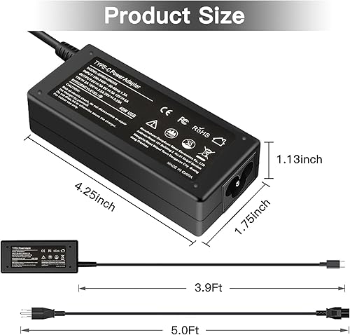Miniatura 5 de 45W Type C USB C Charger Adapter for HP Chromebook X360 14-CA000 11-ae000 14-ca051wm 14-ca052wm 14-ca091wm ca061dx,11-ae051wm 11-ae001tu