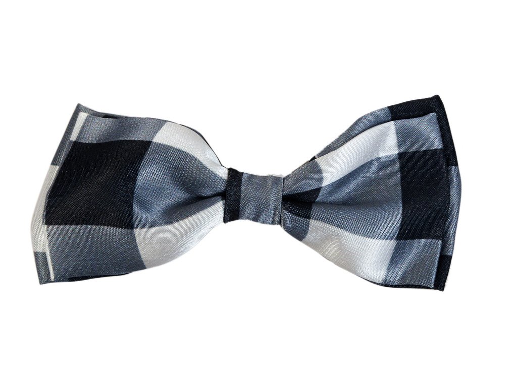 BLACKSMITH Black and White Checks Design Bow Tie for Men Bowtie