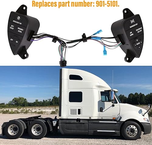Miniatura 3 de Interruptor de control de crucero de servicio pesado lado izquierdo del conductor compatible con 2007-2016 International ProStar Reemplazar 901-5101
