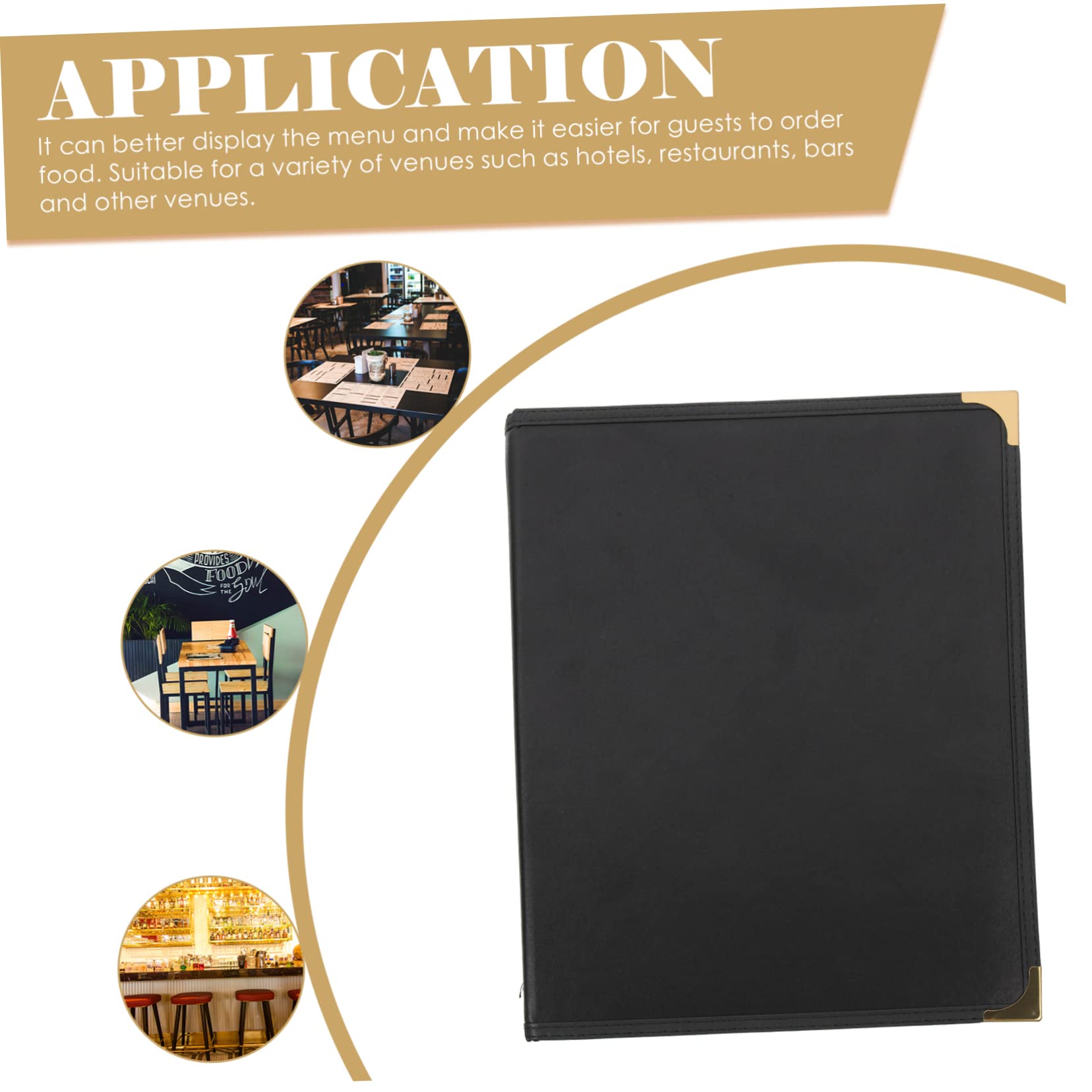 MUSISALY Loose-Leaf Transparent Restaurant Menu Covers Cocktail Menu Holder Coffee Accessories Clear Menu Covers Transparent Menu Cover PVC Menu Cover Binder for Recipes Pu Black