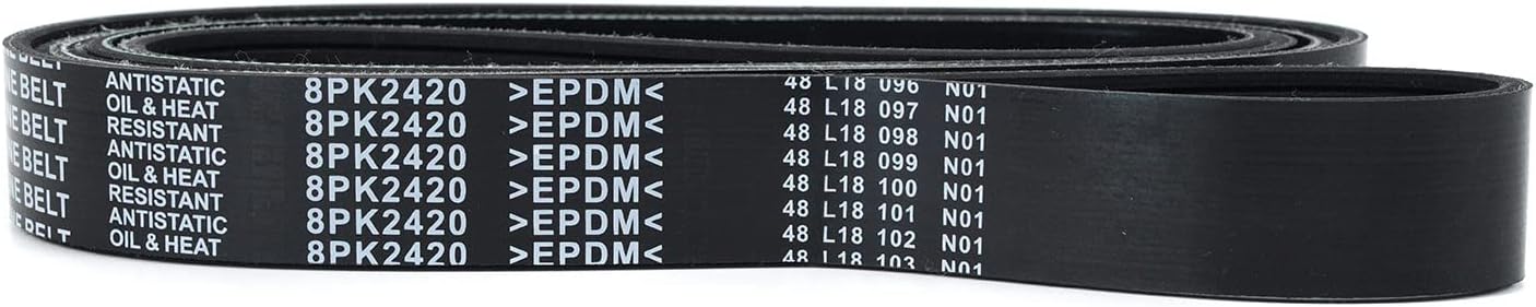 8PK2420 Serpentine Belt fit 2005-2007 for Peterbilt 387 14.6L, 2005-2007 for Kenworth T800 11.1L/12.5L, 2004-2008 for Freightliner Columbia, 2004 for Freightliner Coronado/M2 112