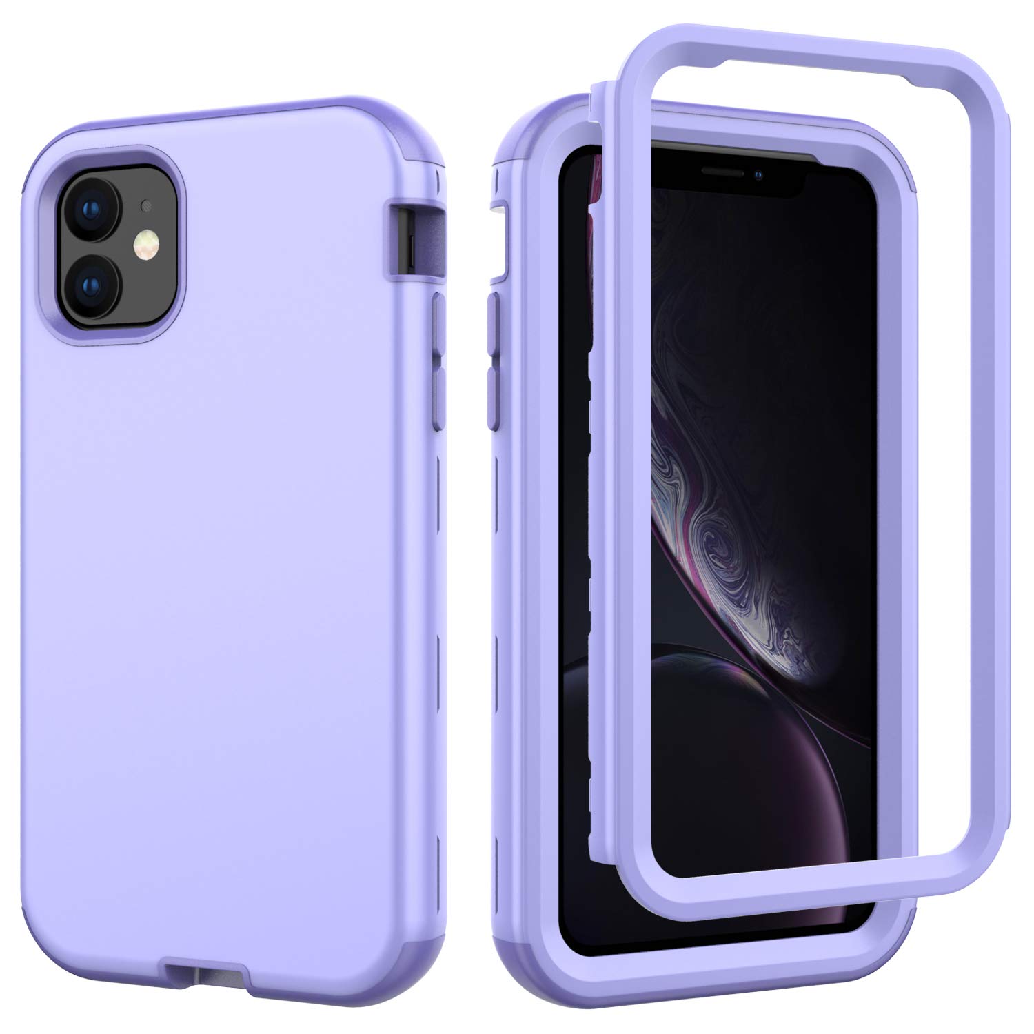 iPhone 11 Case, UZER 3 in 1 Soft Interior Silicone Bumper&Hard Shell PC Back Cover Bumper Shock-Absorption & Skid-Proof Anti-Scratch Full-Body Protective Case for iPhone 11 6.1" (2019 New Realease)