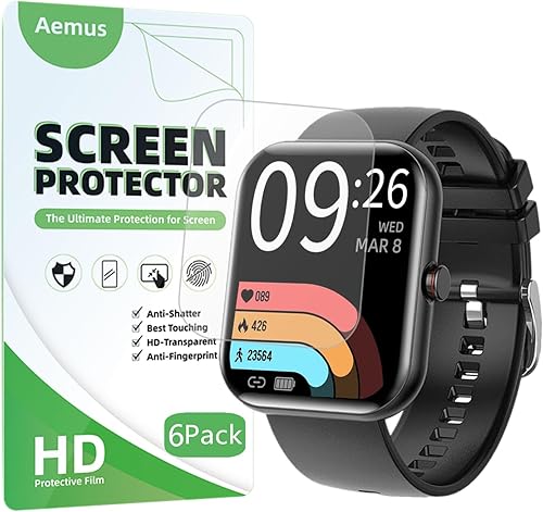 Aemus Protector de pantalla de reloj inteligente compatible con SOMTLERK de 1.91 pulgadas (paquete de 6) A221 SmartWatch Flexible Cobertura Completa