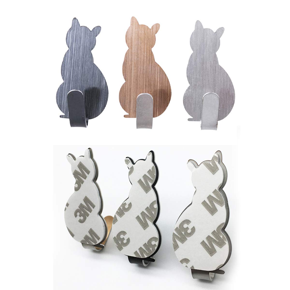 Genérico Toallero Ganchos para Toallas autoadhesivos Ganchos para Albornoz Ganchos Decorativos Ganchos de Pared creativos para Gatos Acero Inoxidable Soporte para Toallas de baño Cocina Ganch