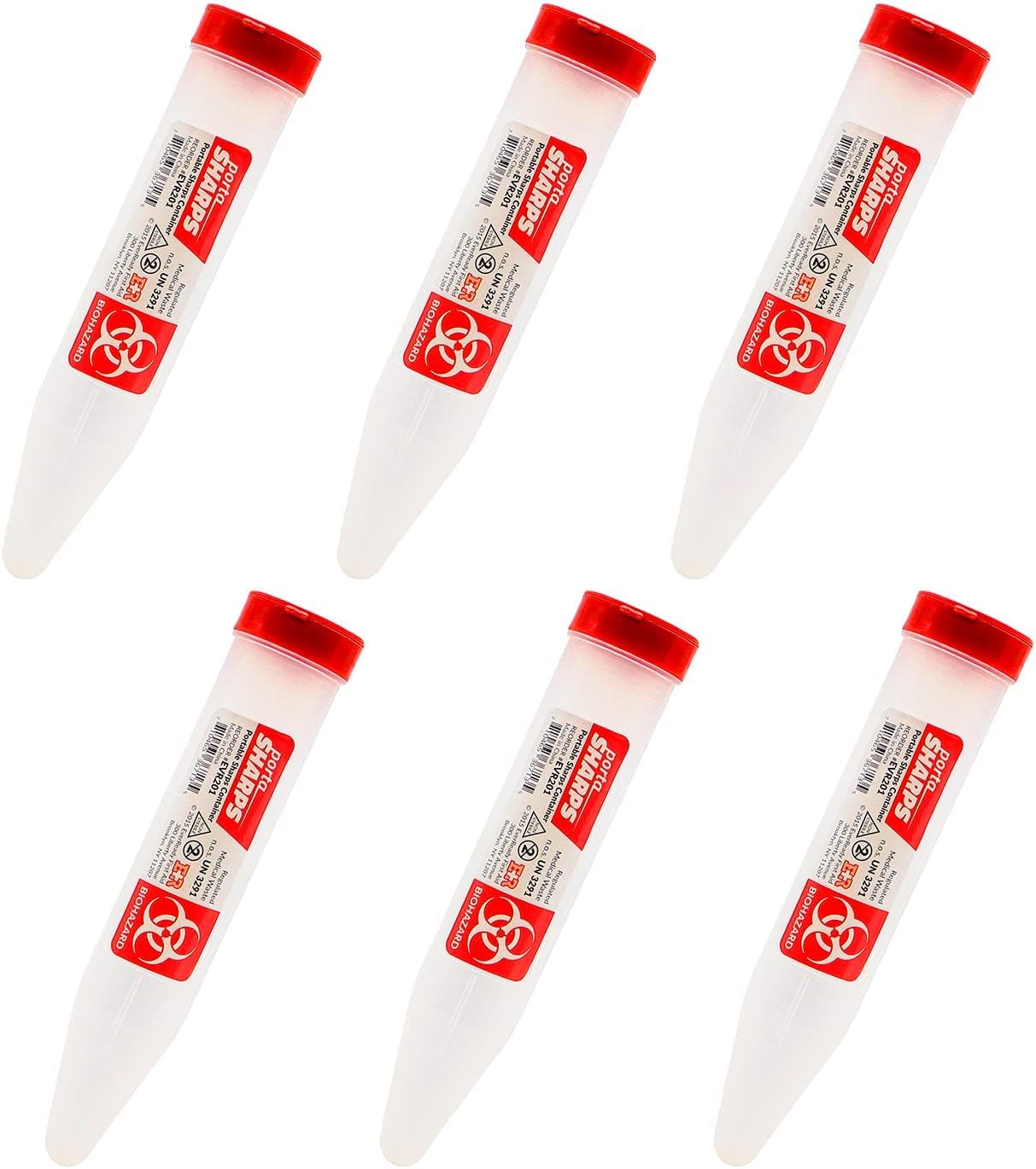 Ever Ready First Aid Porta Sharps Transportable Sharps Container with Locking Mechanism (6 Pack)