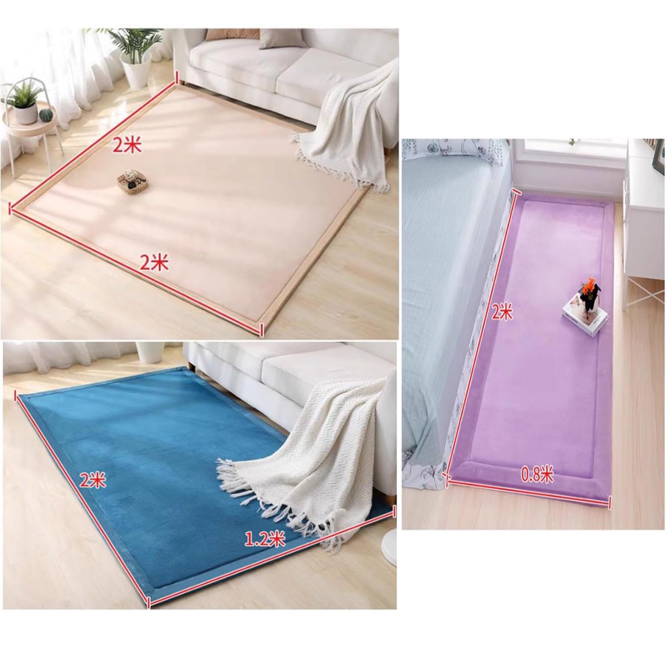 Grand tapis antidérapant en velours éponge épais pour jeux d'enfants, éveil et étude Vert foncé 100 x 180 cm