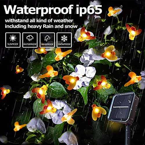 Solar Honeybee Garden String Lights, 60 LED 30Ft With 8 Lighting Modes - Image 2