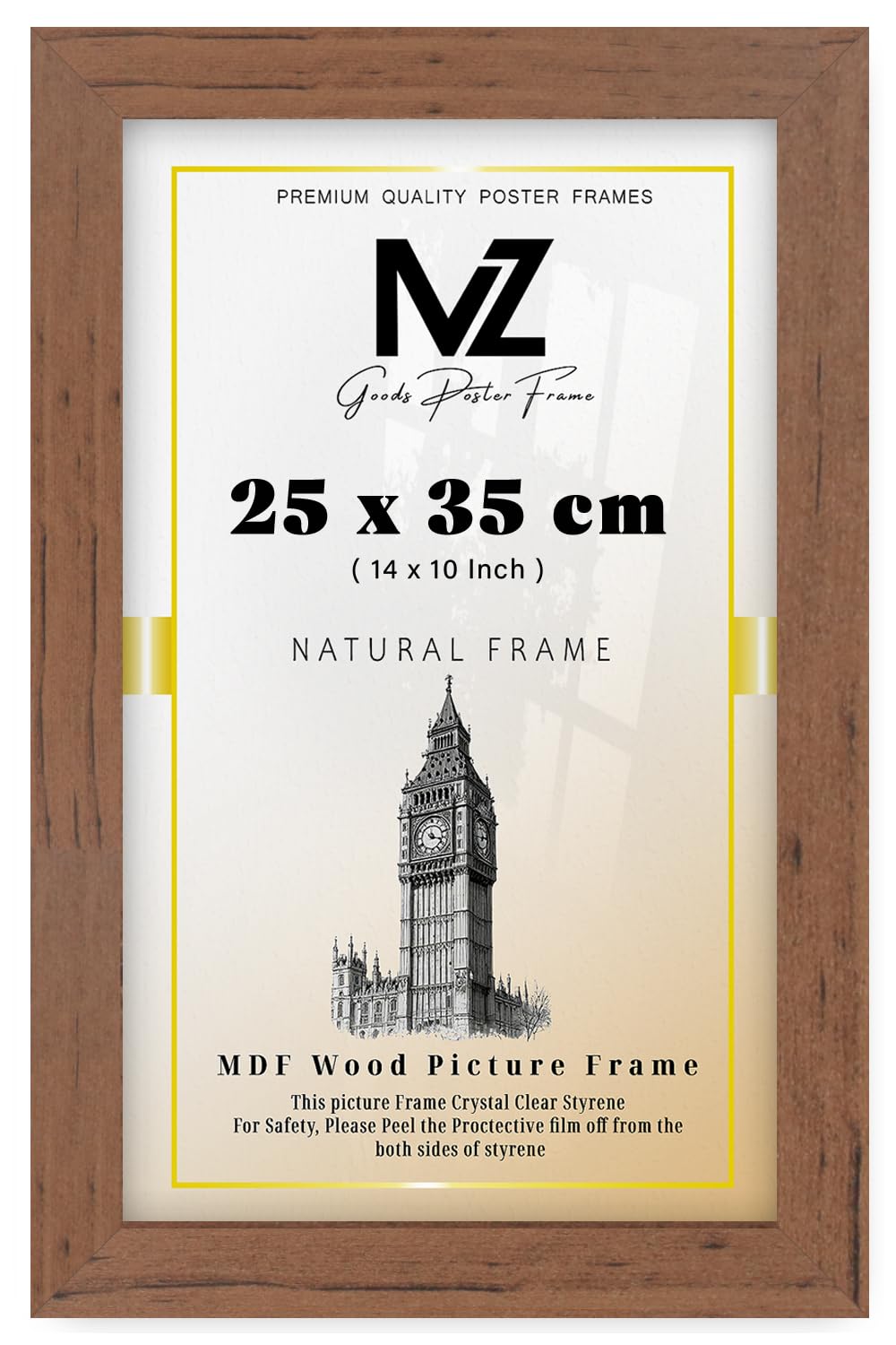Mz Goods Walnut - Classy Photo Frame– Rectangle Mdf Picture Frame- (25 X 35 Cm) Photo Frame | With Clear Perspex –Compatible With Any Interior Design [ ]